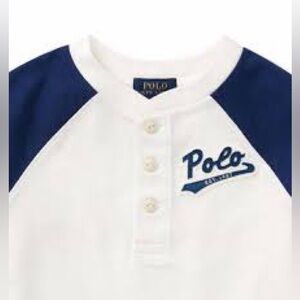 Polo by Ralph Lauren Kids Navy and White Long Sleeve Tee baseball style